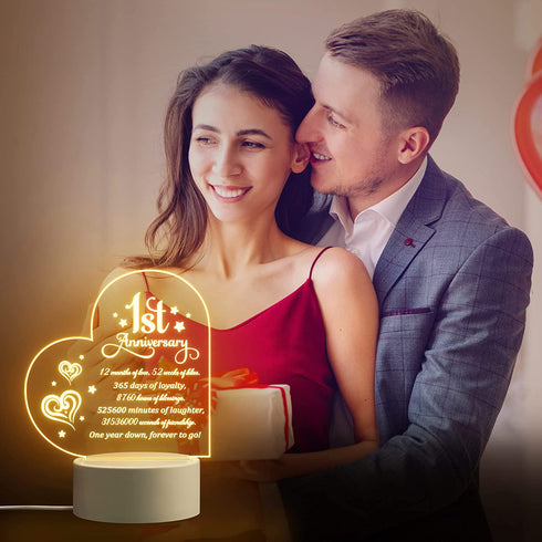1st anniversary Gift for Women - Acrylic Night Light